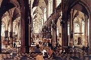 Pieter Neefs Interior of Antwerp Cathedral oil